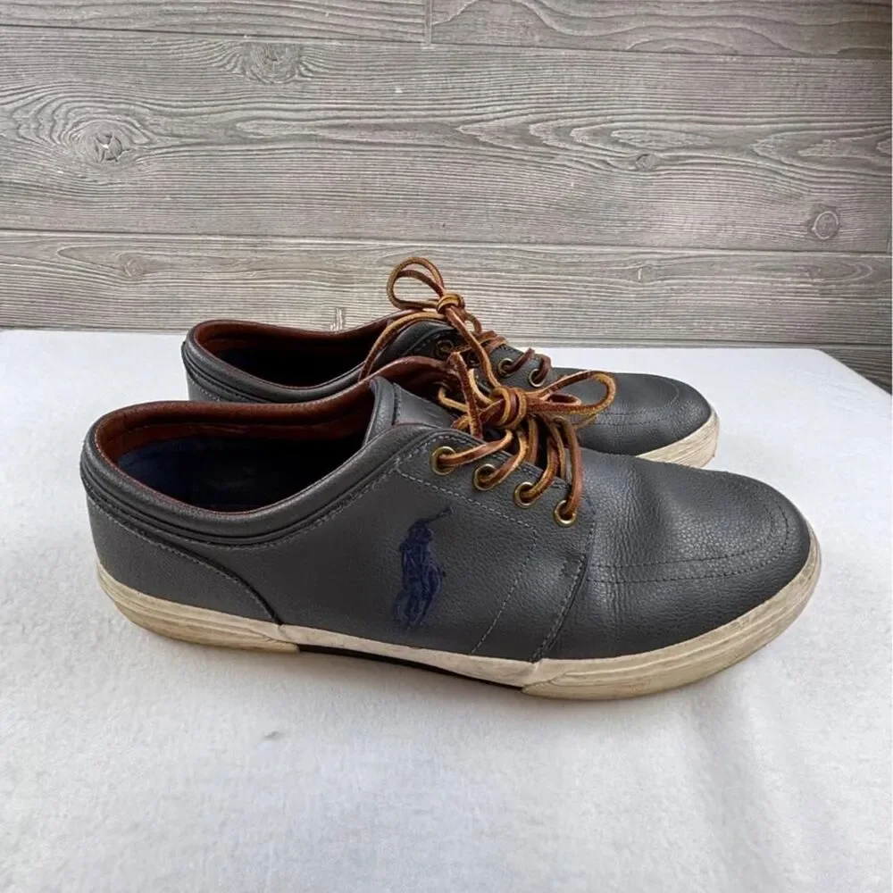 Polo Ralph Lauren Gray Leather Oxford Sneakers Men's Size 12